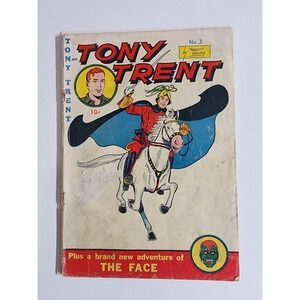 Tony Trent 3 (FN) Mart Bailey art! THE FACE! 1948 Big Shot Columbia Comics g561
